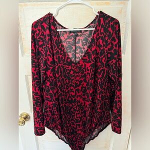 Eloquii Red and black animal print bodysuit